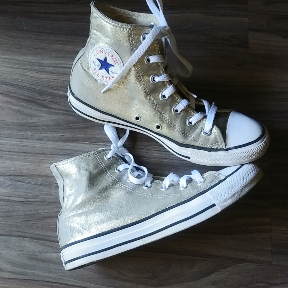Converse shimmery gold high tops